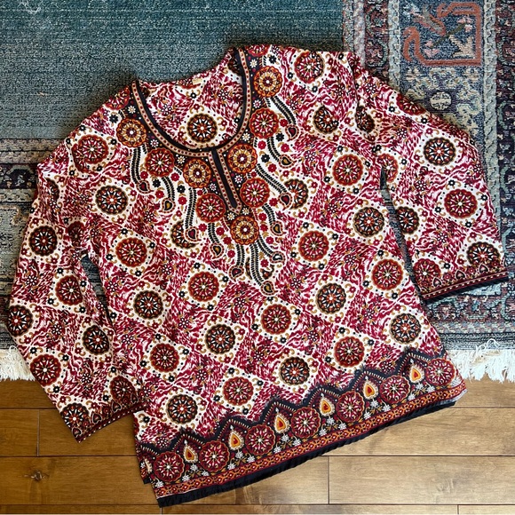 ✨3/15$ red tunic shirt, vintage - Picture 1 of 6